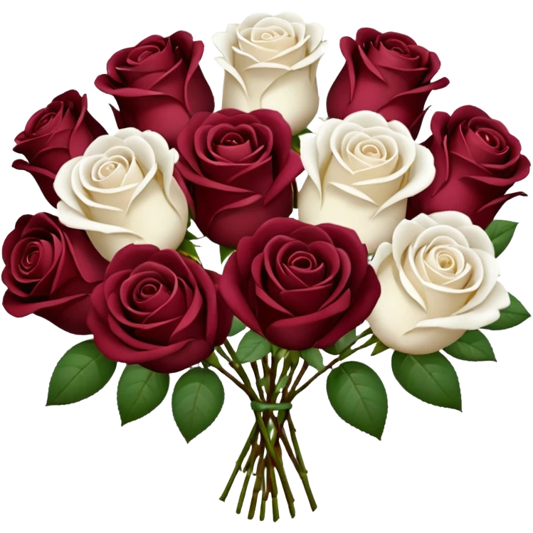 bouquet of burgundy and white roses  emoji