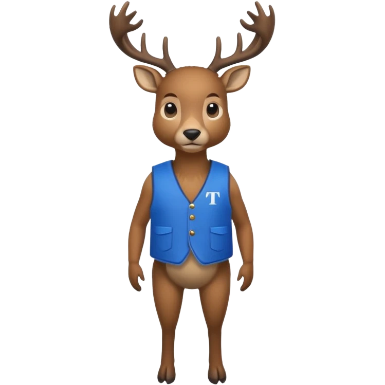 crea una mascota de equipo que sea un venado de cuerpo completo y lleve un chaleco con el nombre de telamon emoji