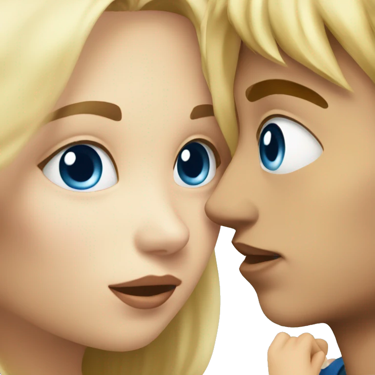 Blonde girl kiss blonde boy, all have blue eyes  emoji