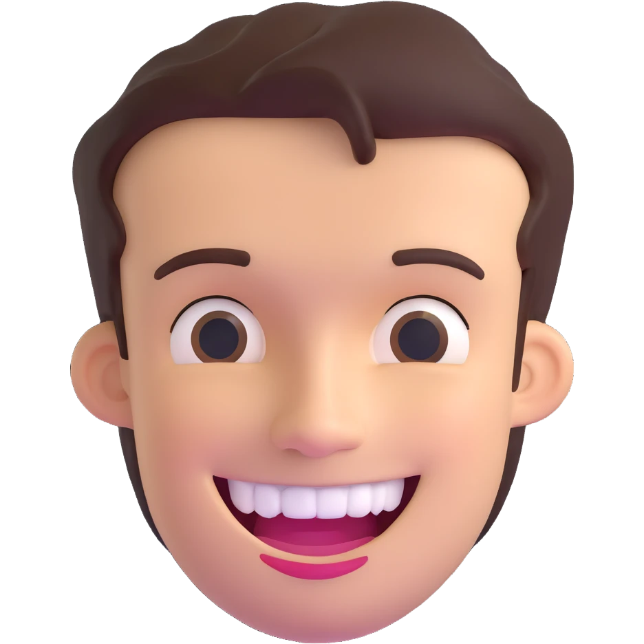 man with a wide smile and square jaw emoji