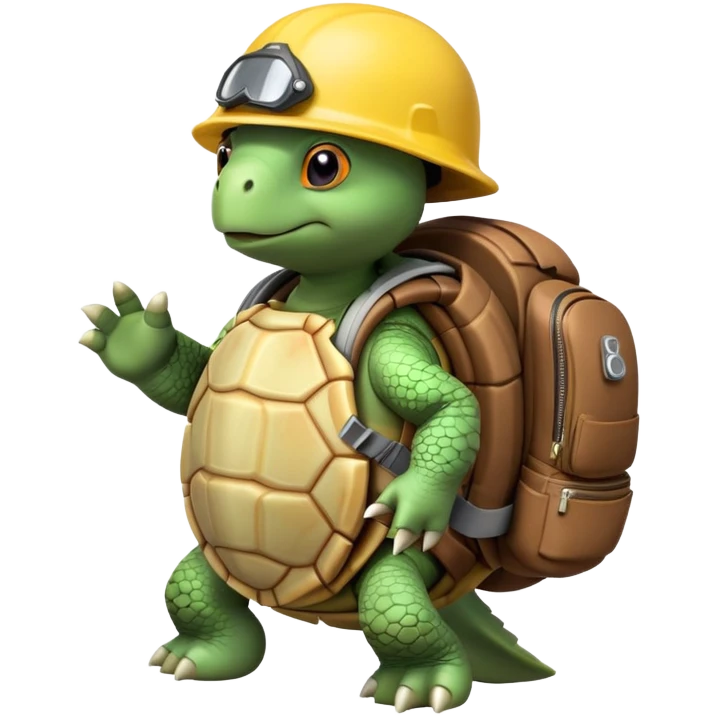 una tortuga con mochila y casco emoji