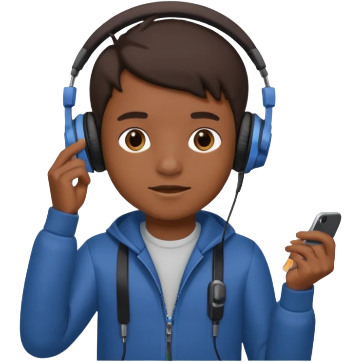 a boy with headphone in his hand emoji