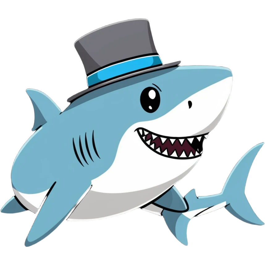 Shark with a top hat emoji
