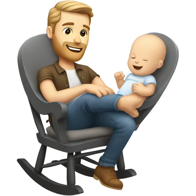 White man rocking white baby in grey rocker  emoji
