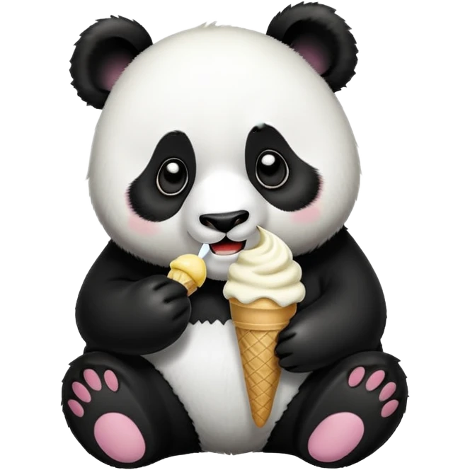 Panda eating ice cream emoji