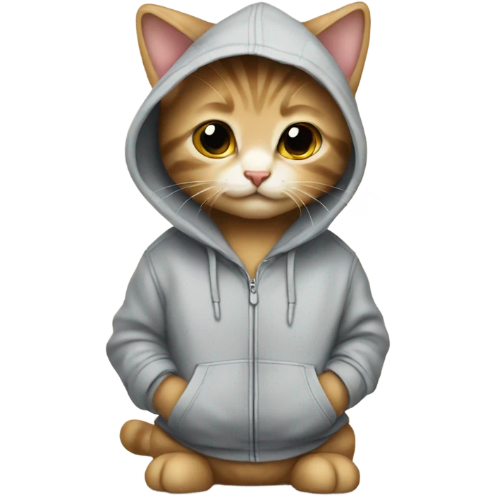 Kitten wearing a hoodie emoji