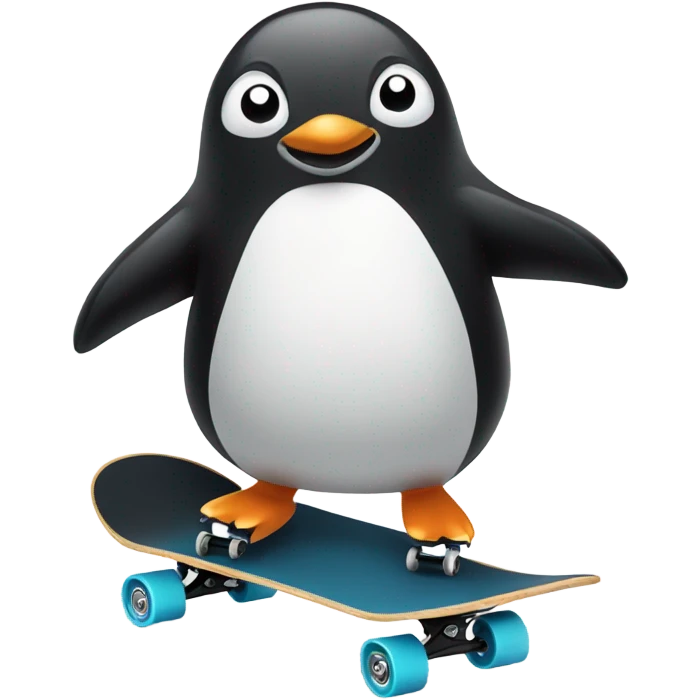 Cute Penguin skate boarding emoji