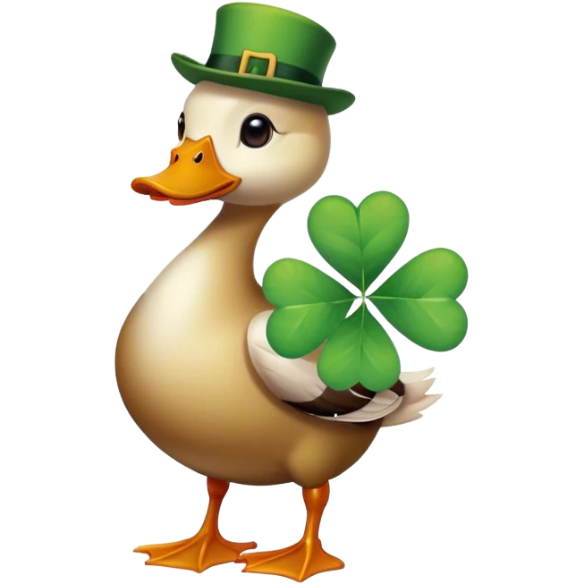 duck with 4 leaf clover emoji