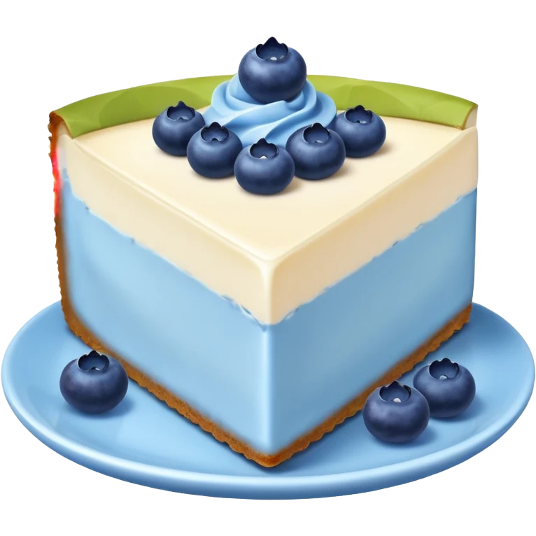one slice of cheesecake with blue cream on top and blueberries without a plate emoji