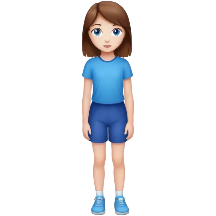 Mädchen jung, braune Haare und blaue Augen, ganzer Körper  emoji