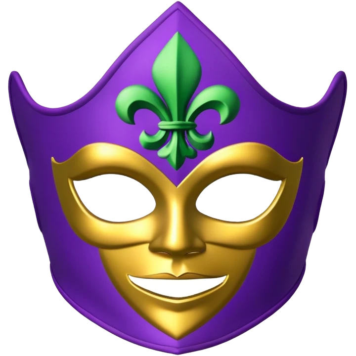 Louisiana themed ski mask with fleur-de-lis and Mardi Gras colors emoji