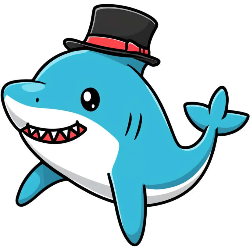 Shark with a top hat emoji