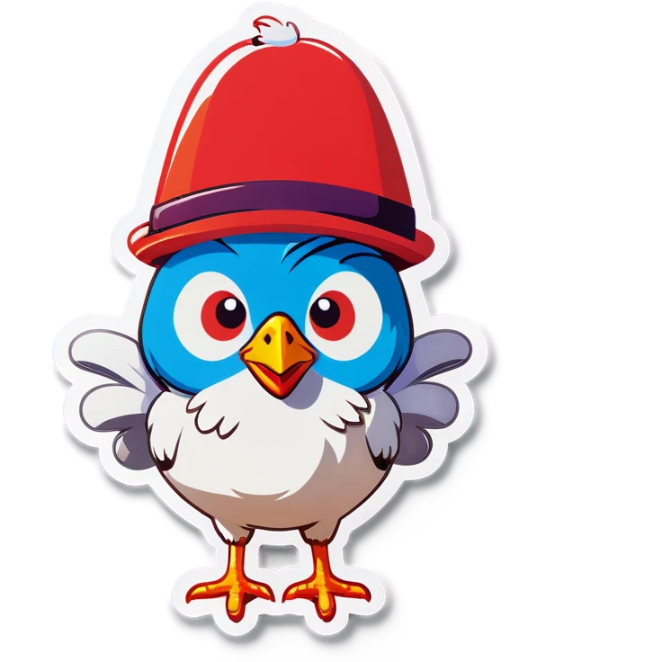 A chicken with a hat emoji