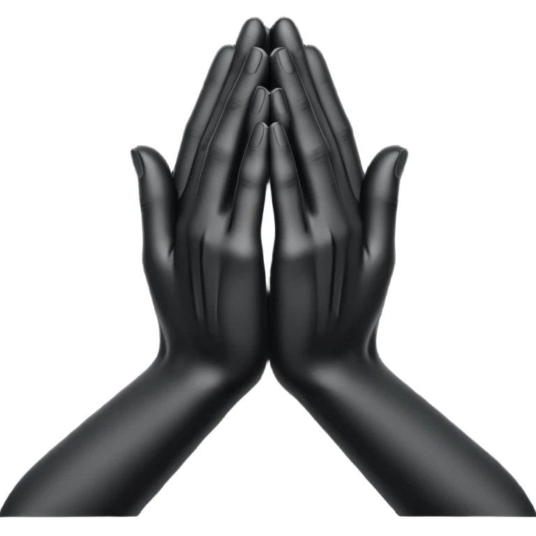 Minimal emoji, abstract praying hands simplified into solid black metal forms, subtle sacred reference, fashion avant-garde minimalism, no details, no glow, no neon, flat emoji style, centered, transparent background emoji