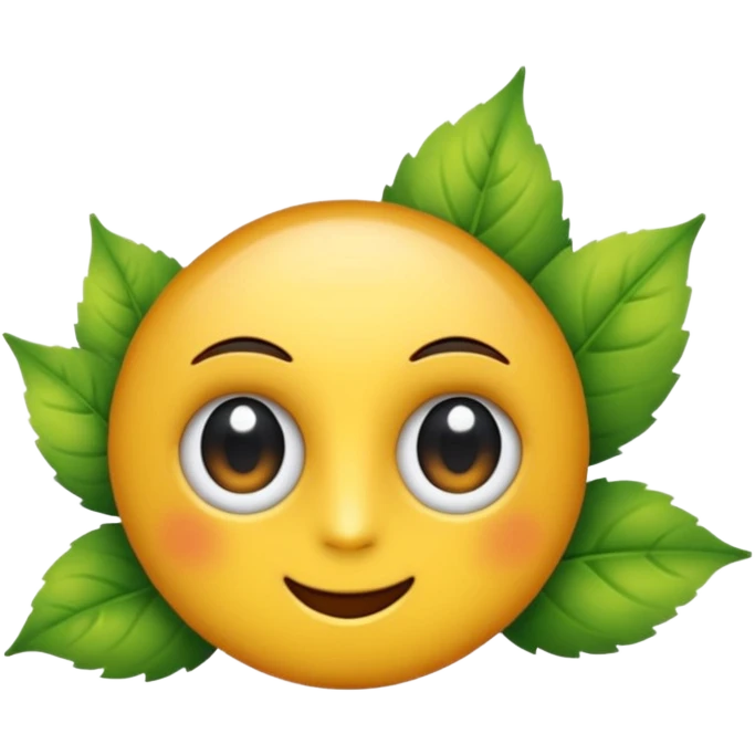 emoji, feuille d'érable couleur vermeille, deux yeux ronds noirs brillants emoji