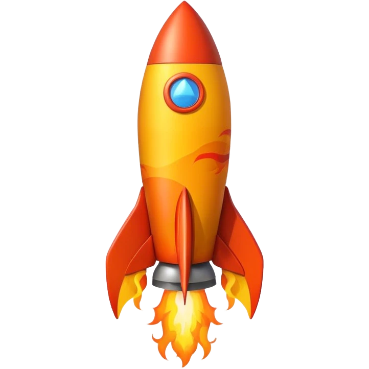 create a imoji showing rocket going in south east direction with proper flames."➘" direction. emoji