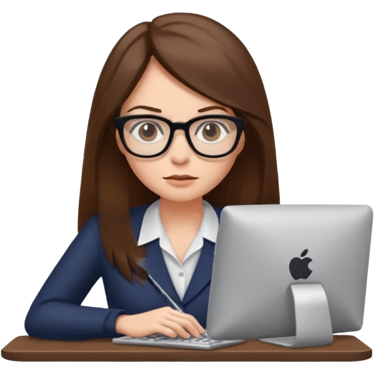 cewe ambis rambut panjang pake kacamata berkarier gitu kerja emoji