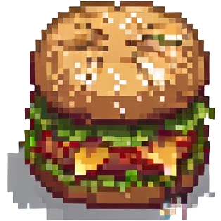 pixel art hamburger with a bite taken out emoji