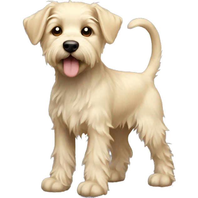 Light blonde terrier puppy with shaggy fur full body emoji