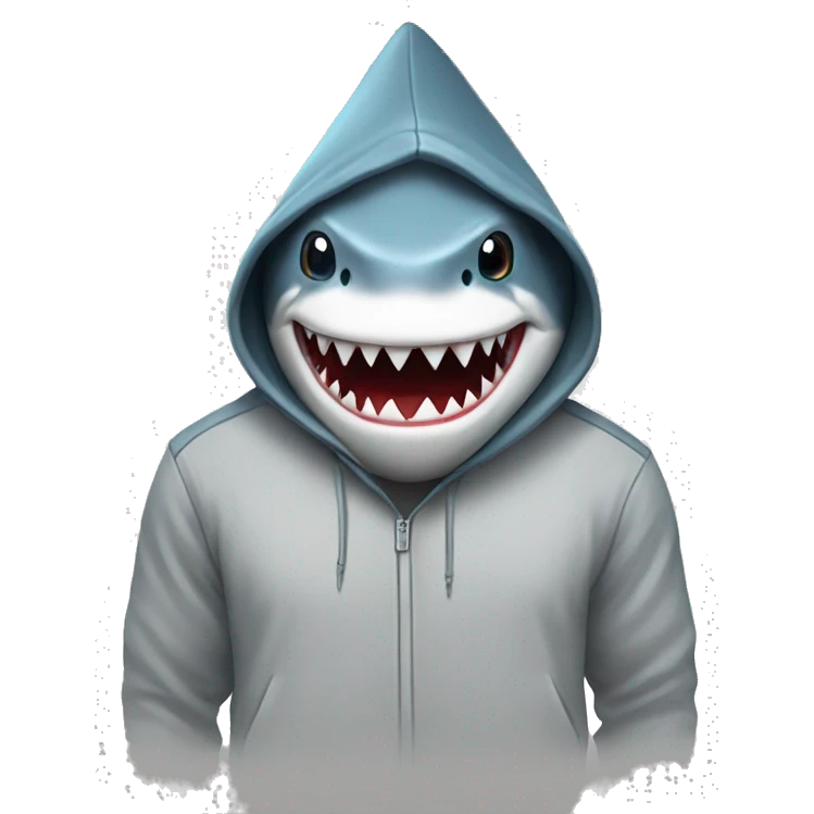 A shark wearing a hoodie emoji