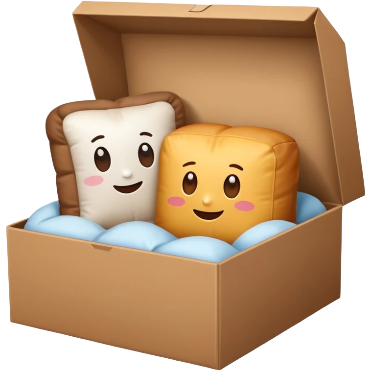 Pillow in cardboard box emoji
