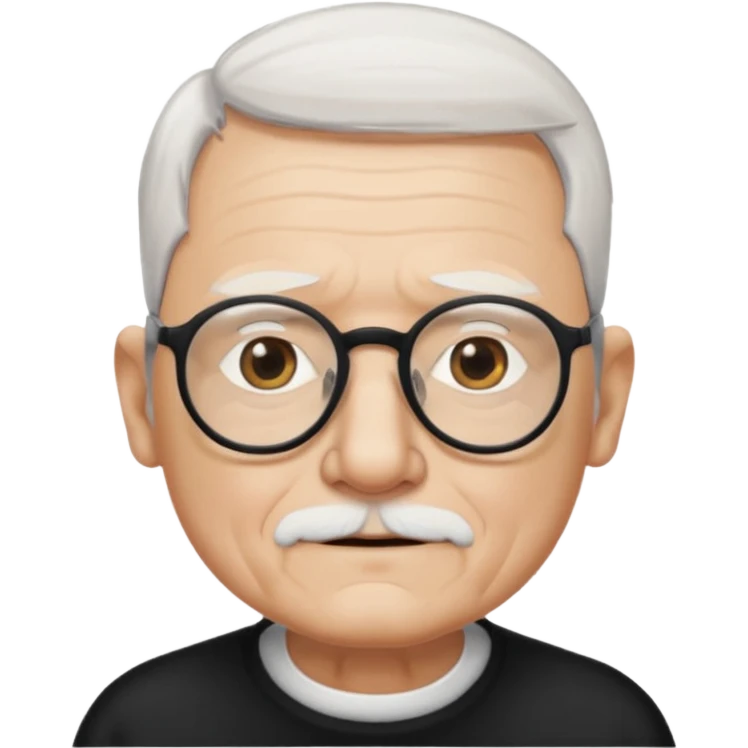 Thin white old man, short white hair, black thin glasses emoji