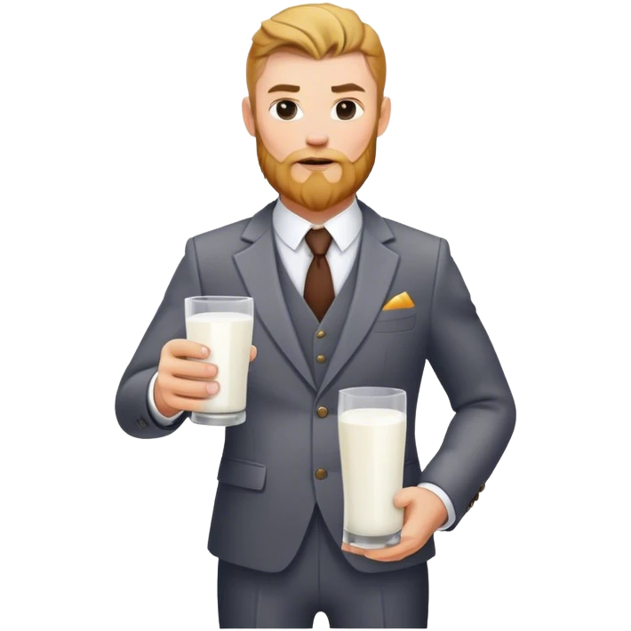 Viking  without weapon in a suit with milk, full height  emoji