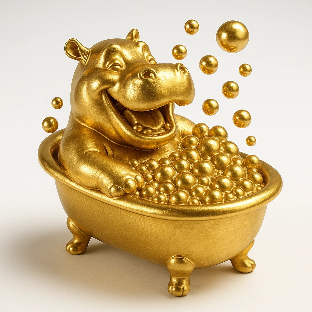 happy hippo with bubbles in bathtub emoji