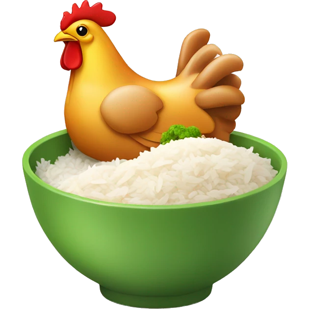 chicken and veggies with rice bowl emoji