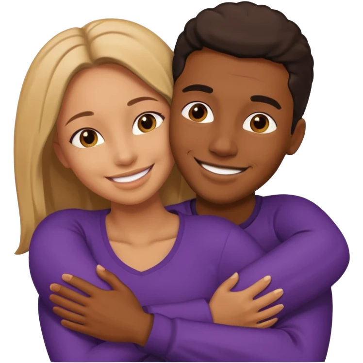 black man hugging a woman emoji