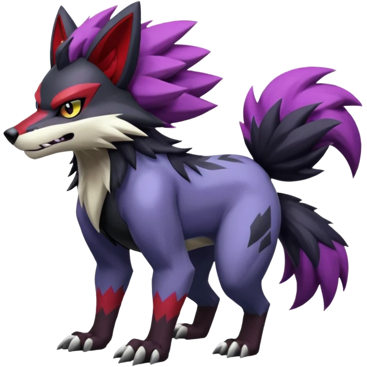 Shiny furry Badass cool Zeraora-Zoroark-Obstagoon-fusion emoji