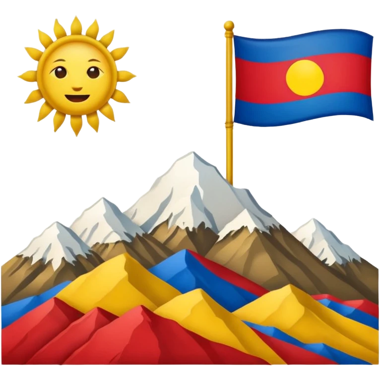 Tibet emoji featuring the Tibetan flag with mountains and sun, symbolizing Tibetan identity and culture, in a harmonious emoji style emoji
