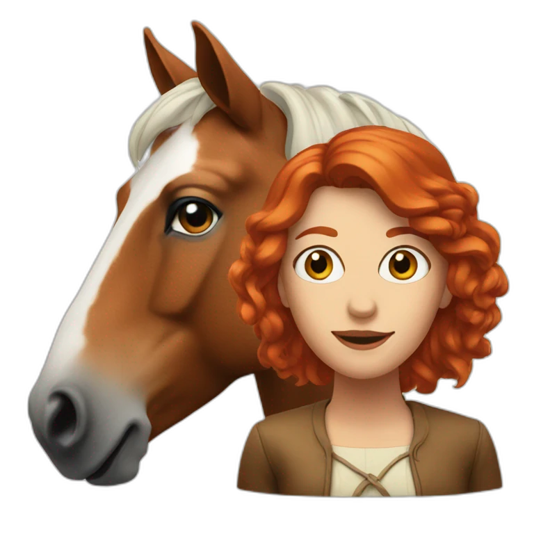 Horse next to a red-haired woman emoji
