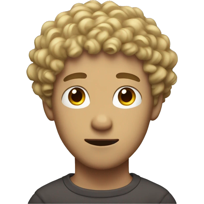 Curly haired dirty blonde man with stubble watching anime emoji