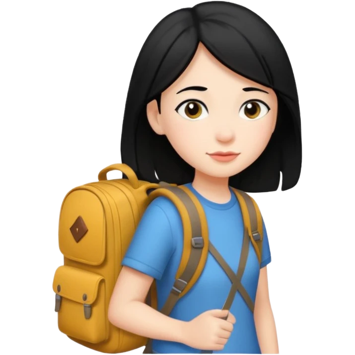 girl with black hair leaving home emoji