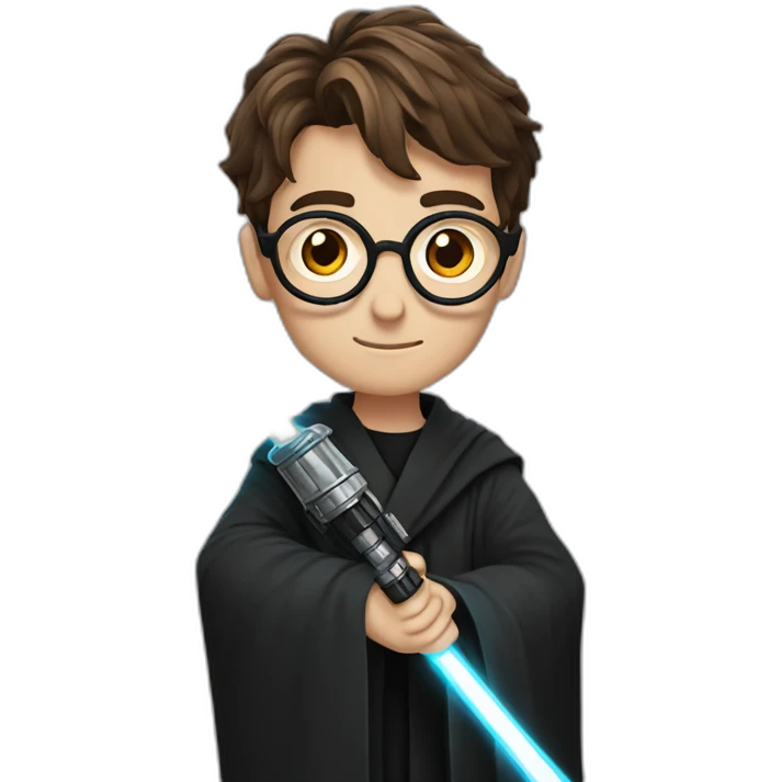 Harry Potter with a lightsaber emoji