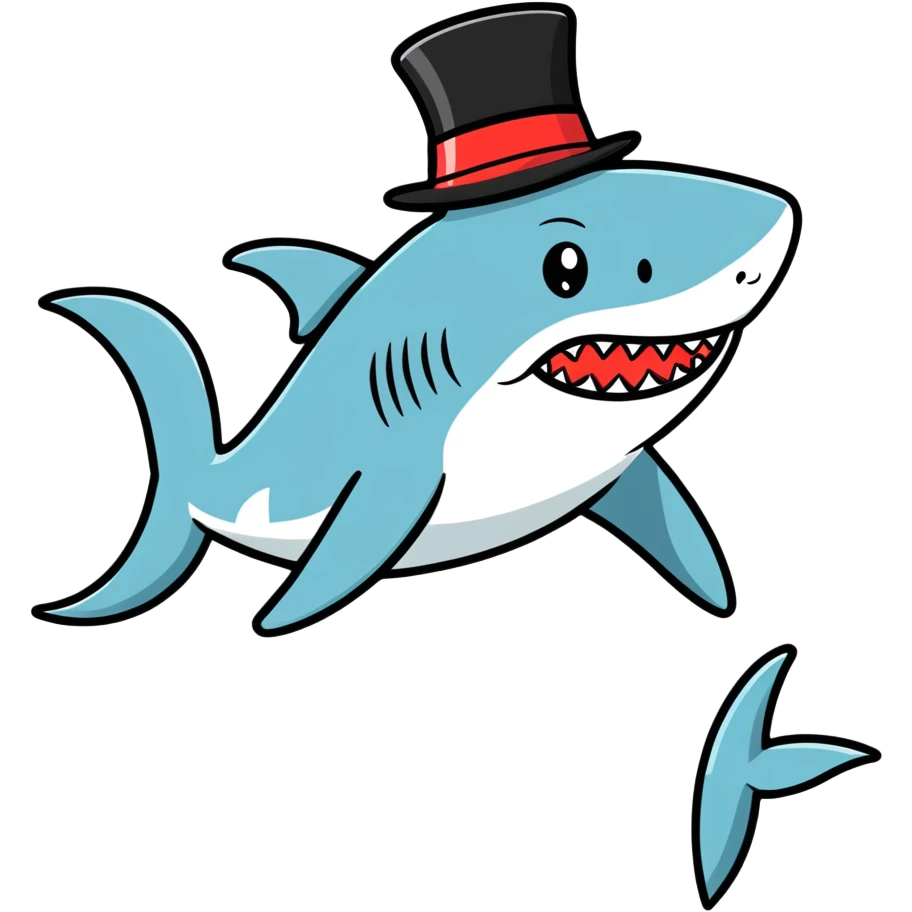 Shark with a top hat emoji