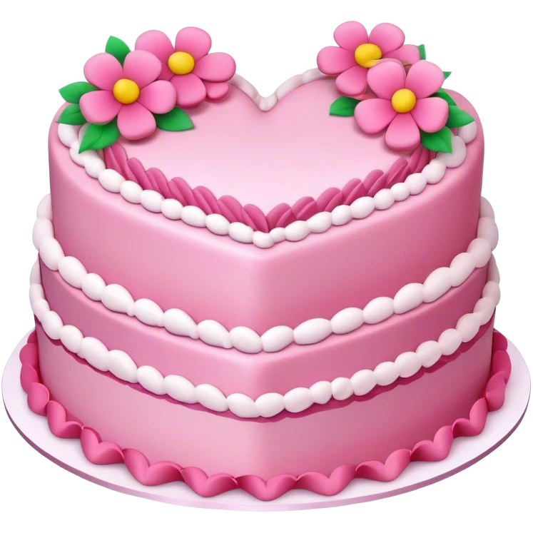 Gorgeous pink heart shaped layered birthday cake emoji