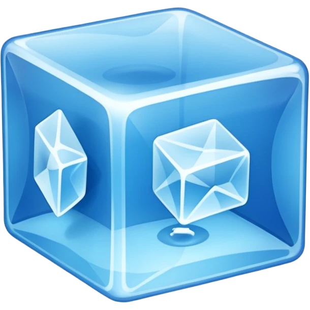 blue color single ice cube emoji