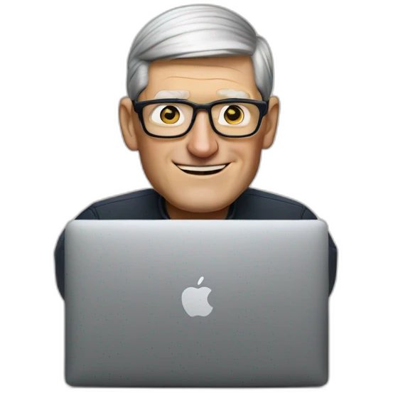 tim cook with macbook emoji