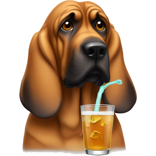 Bloodhound having a drink emoji