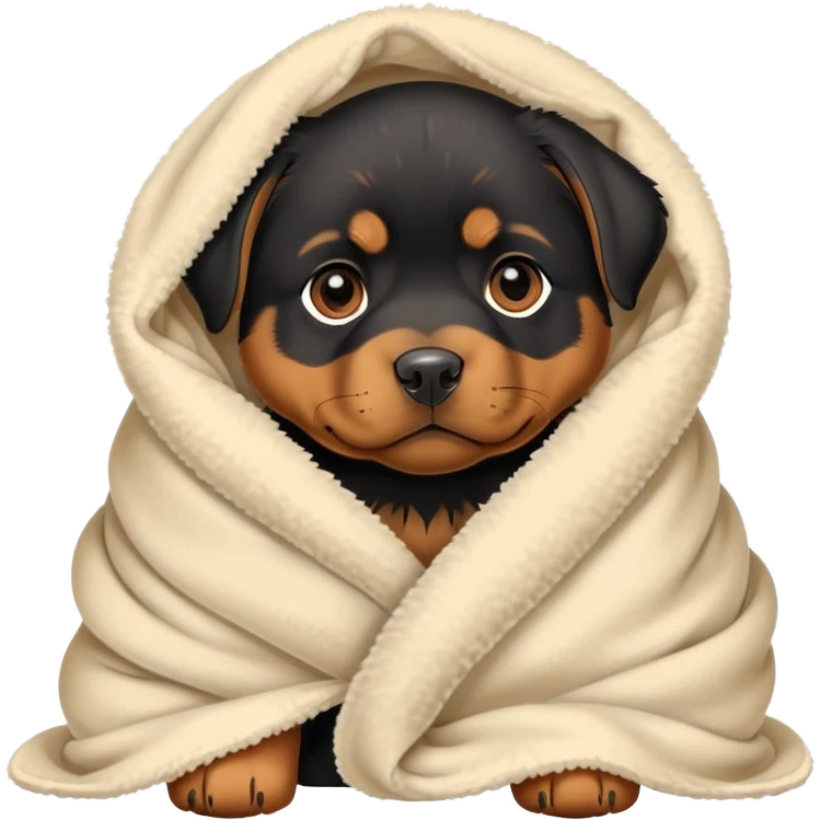 Rottweiler puppy wrapped in blanket emoji