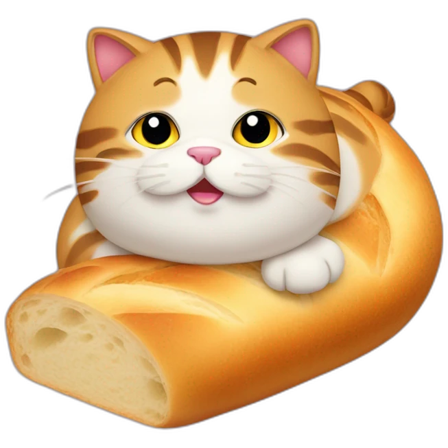 Fat cat with baguette bread emoji