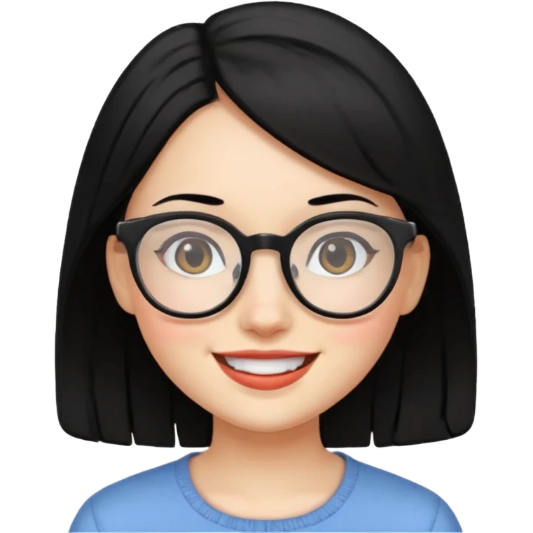 girl black hair and glasses emoji