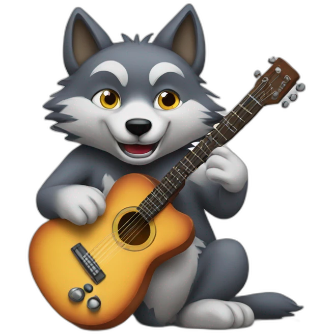 wolf playing guitar emoji