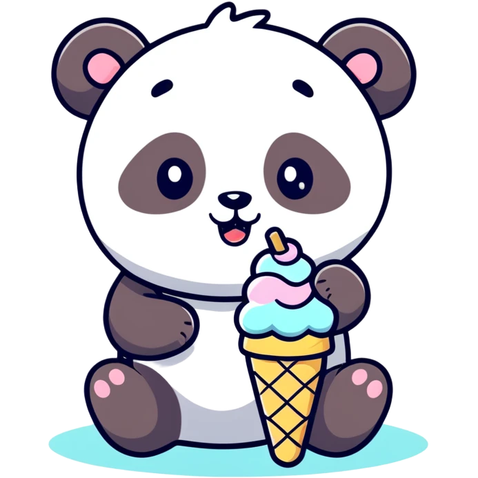 Panda eating ice cream emoji