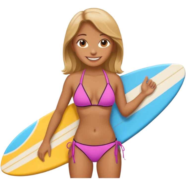 girl in bikini with surfboard emoji