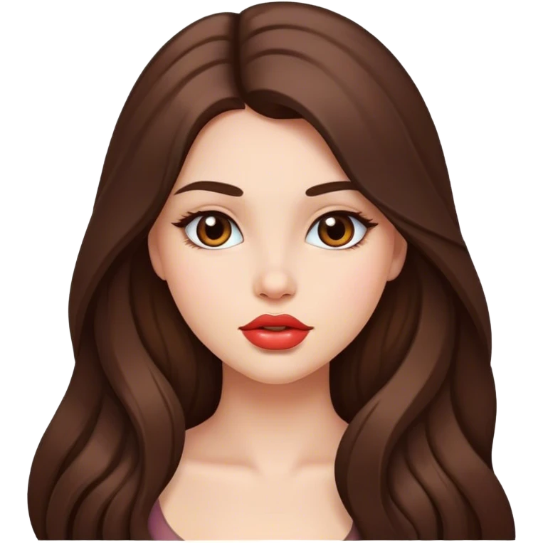 Beautiful girl with plump lips and long brunette hair emoji