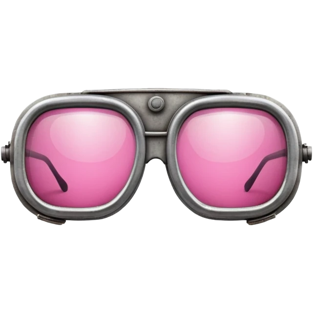 retro style welding glasses with pink lenses, vintage safety eyewear emoji