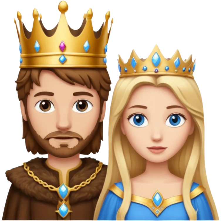Brown hair king, blonde queen, blue eyes emoji